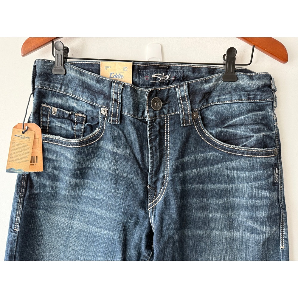 Silver Jeans Co Eddie Relaxed Tapered Leg Jeans Mens 31x32 Dark Wash New NWT - Picture 3 of 16